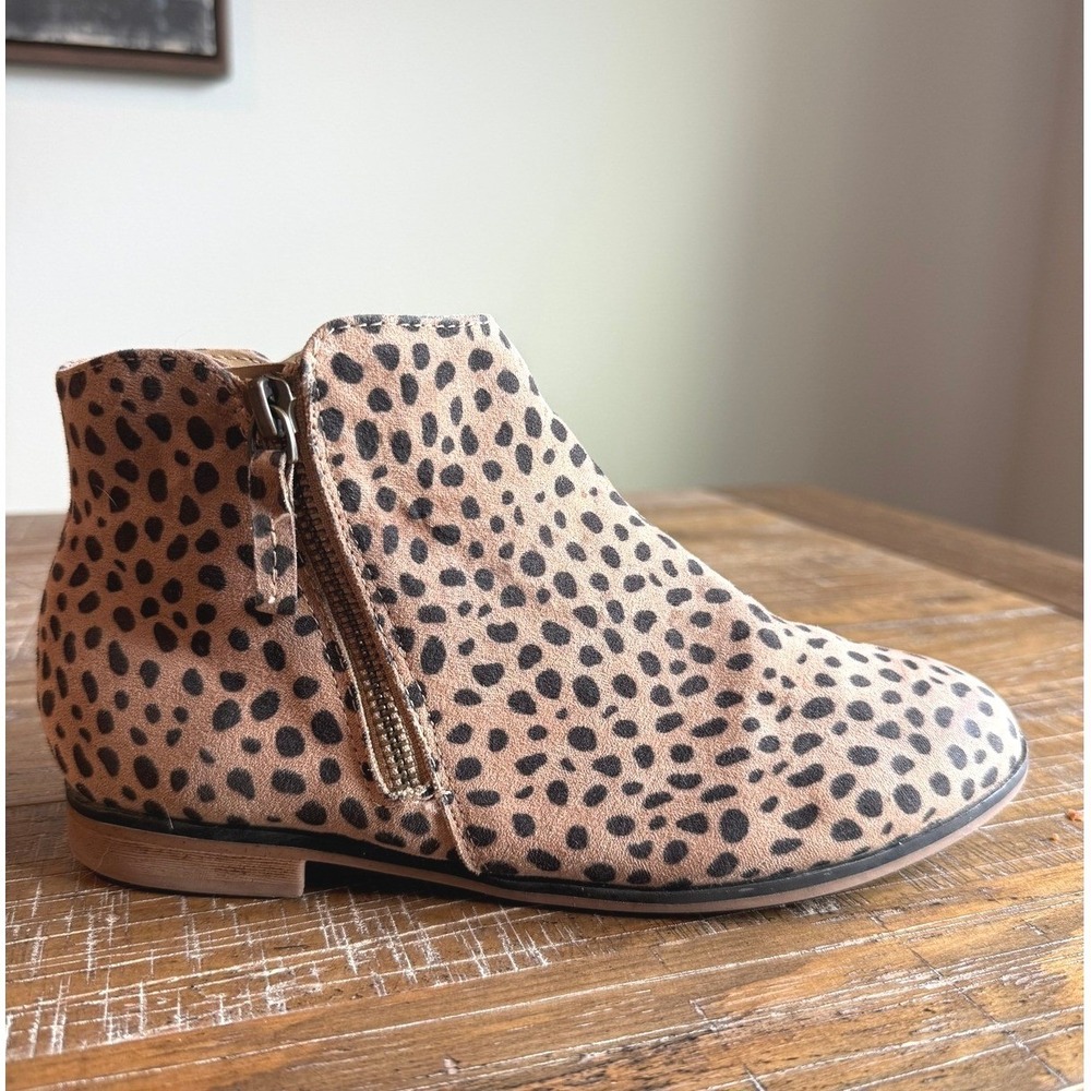 Cat & Jack Toddler Kids Leopard Print Ankle Boots Girls 4 Tan Black Cheetah Zip